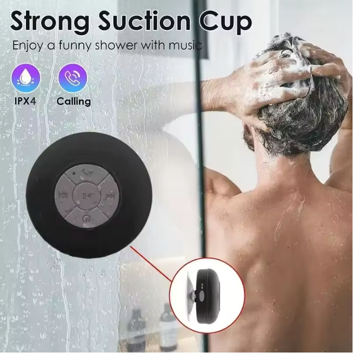 Waterproof Shower Pod Speakers - LED Lights With Suction Cup Attachable To Most Surfaces