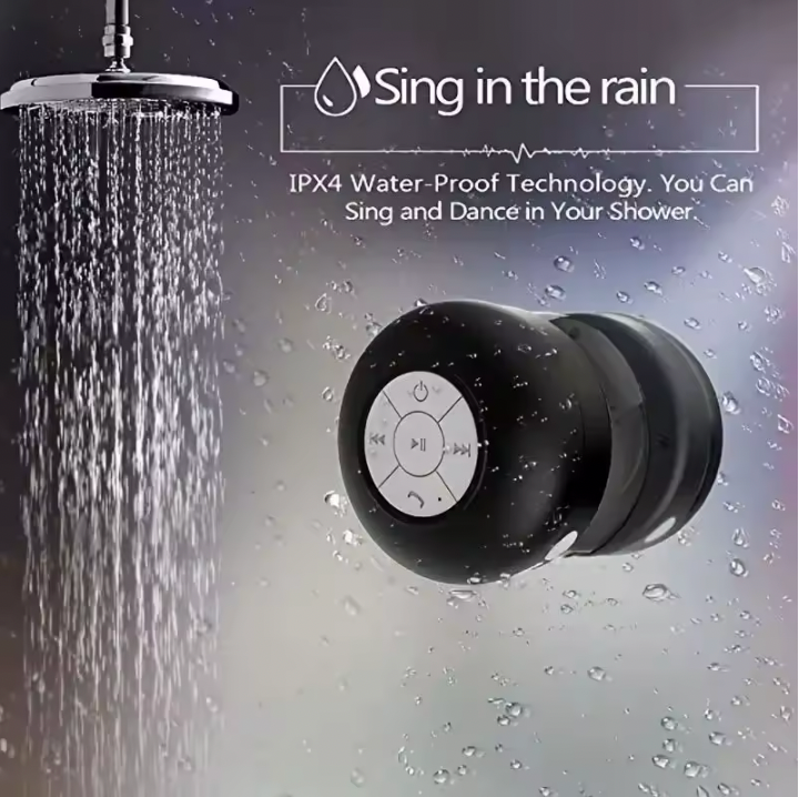 Waterproof Shower Pod Speakers - LED Lights With Suction Cup Attachable To Most Surfaces